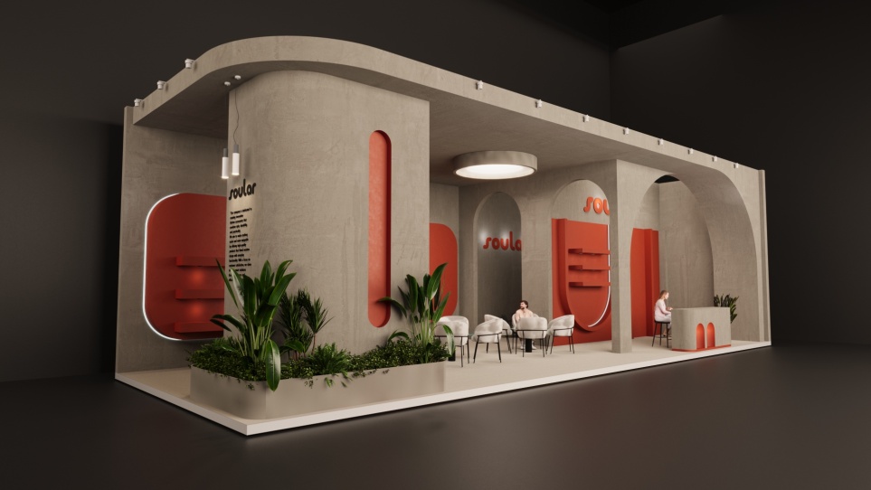 Modern Exhibition Booth Design 90-120 sqm | Concept + 3D