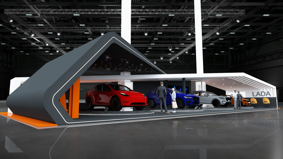 Modern Exhibition Booth Design 120-180 sqm | Concept + 3D